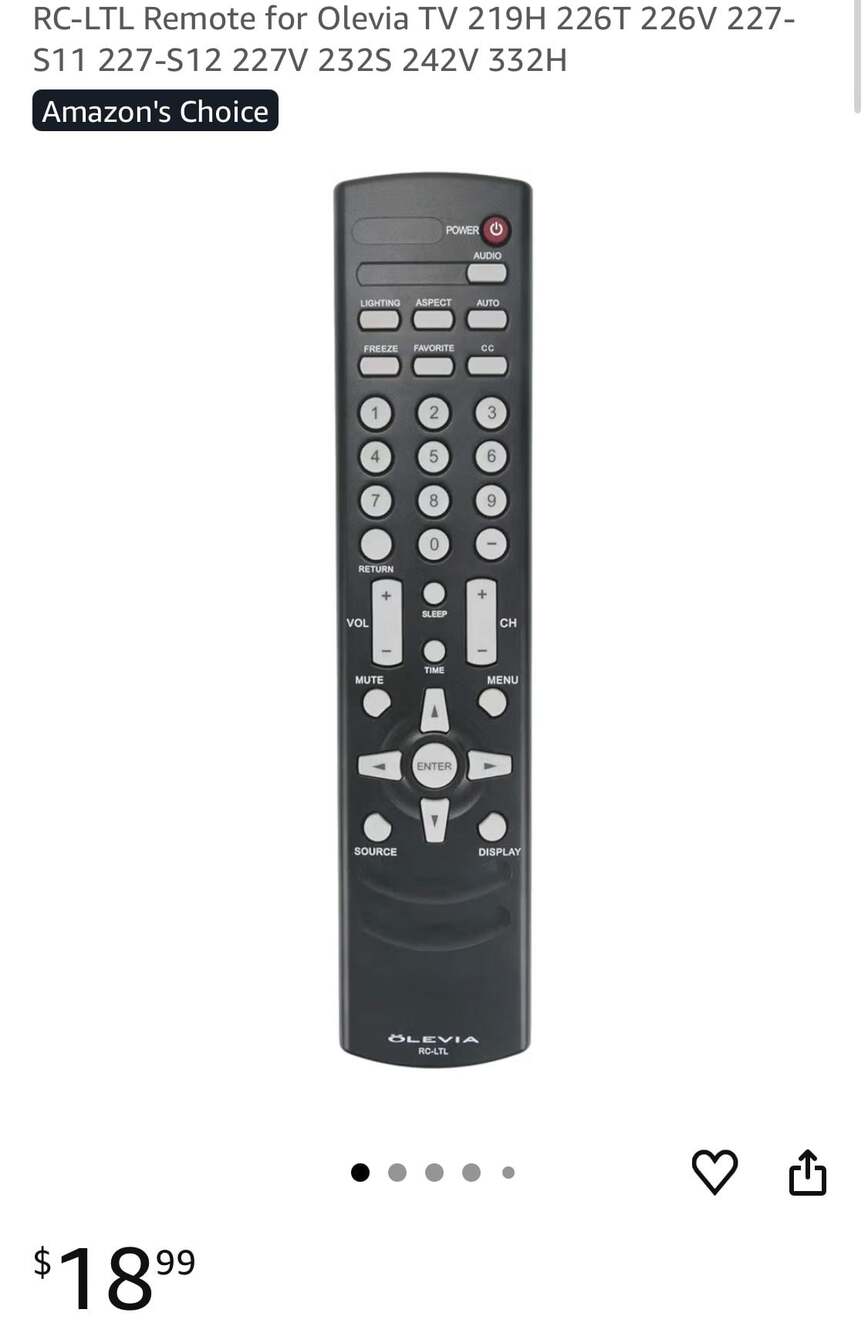 Olevia RC-LTL TV Remote Control